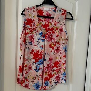 Rose & Olive Floral Sleeveless Blouse - Pink, Red, Blue